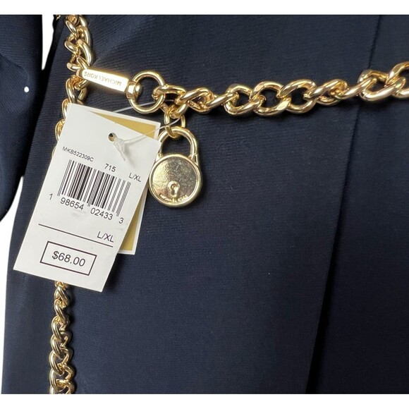 Michael Kors Gold Lock & Key Chain Belt Size L / XL NWT Business Chic Casual - Picture 5 of 11